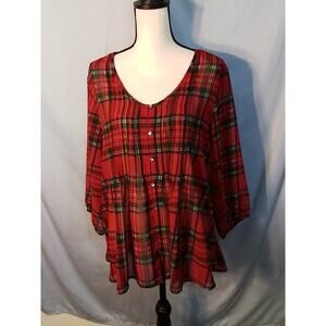 North Style  Red plaid blouse